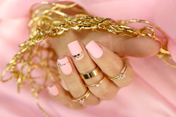 pink and gold nails