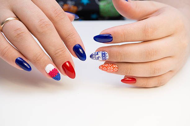 red white and blue nails